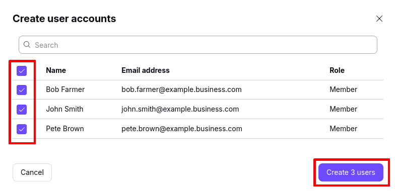 Create new users