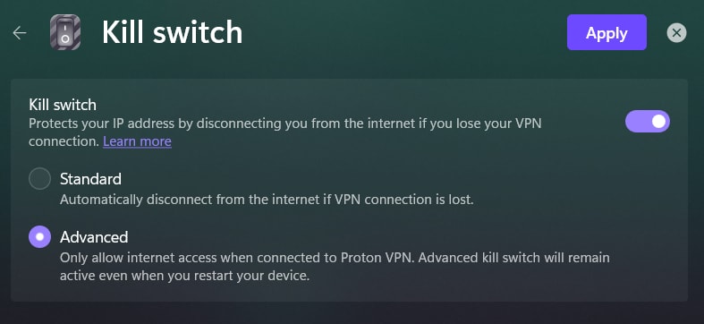 Enable advanced kill switch on Windows 2
