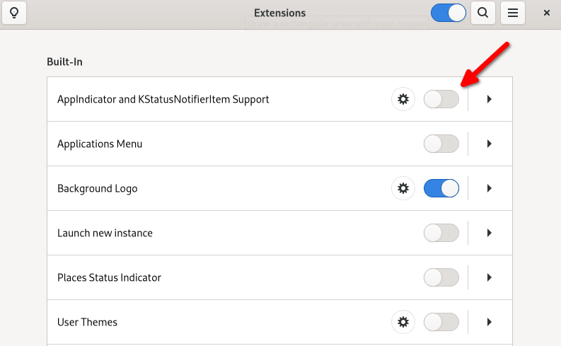 Disable AppIndicator and KstatusNotifierItem Support in GNOME Extensions