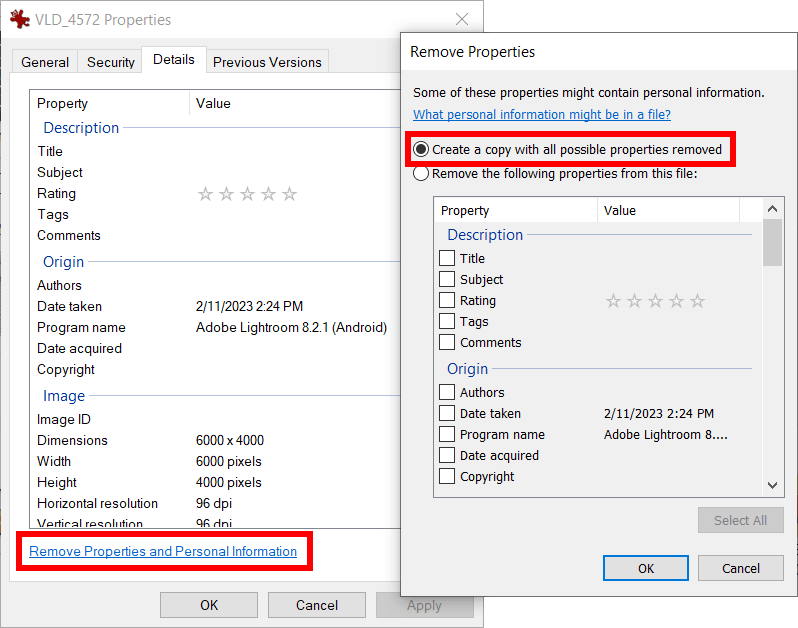 How to remove EXIF data on Windows