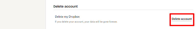 Delete Dropbox account