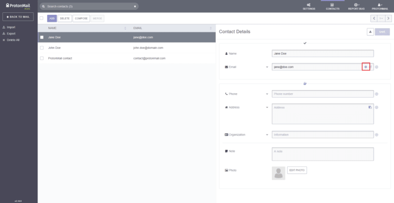 protonmail pgp sending interface