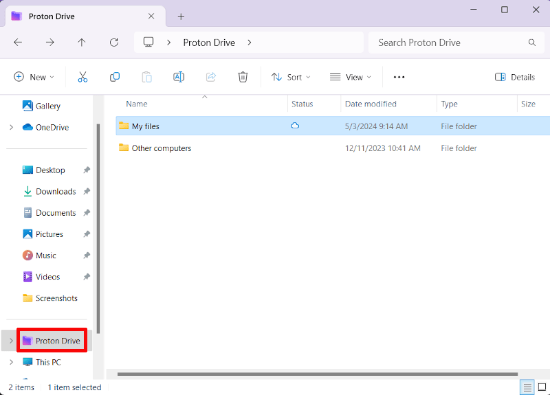 My files in Proton Drive