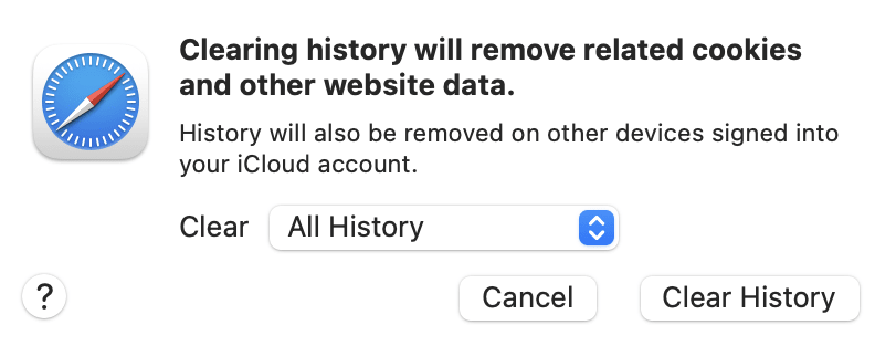 Delete Safari history on macOS