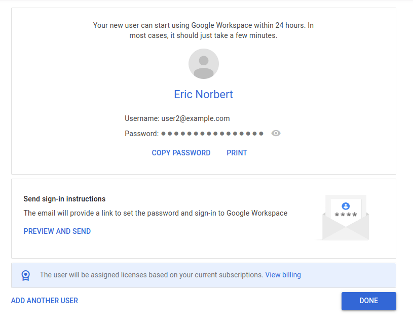 Make a note of the password