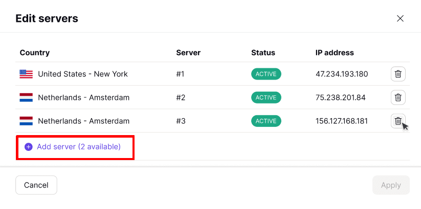 Add servers