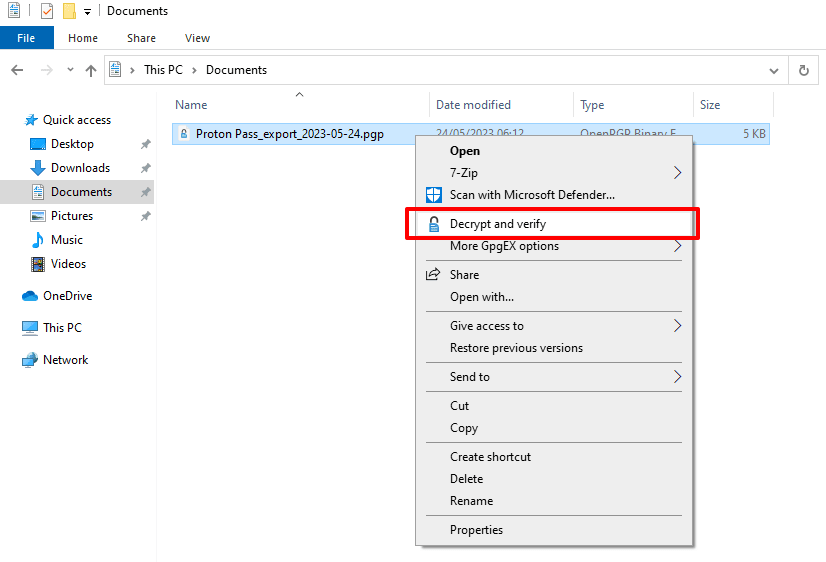 Use GPG4Win to decrypt your encrypted Pass data