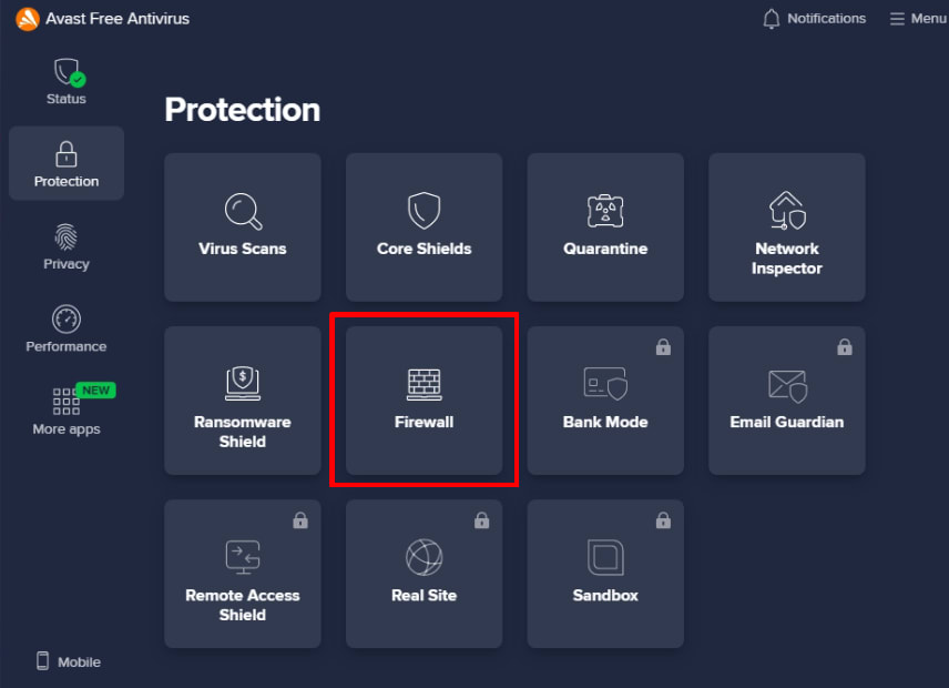 How to exempt Proton VPN from the Avast firewall 1