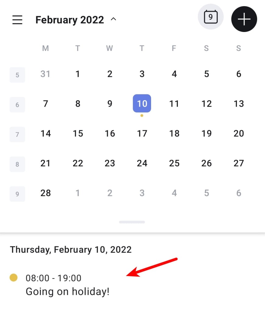 View a new event in the Android and iOS app