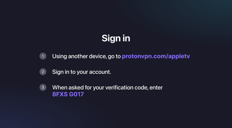 Enter your verification code when asked