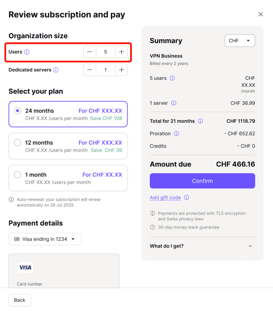Add user licenses