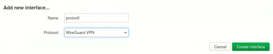 Create the new VPN interface
