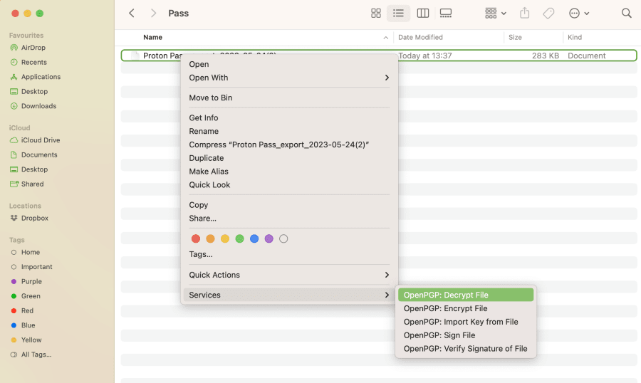 Use GPGSuite to decrypt your encrypted Pass data