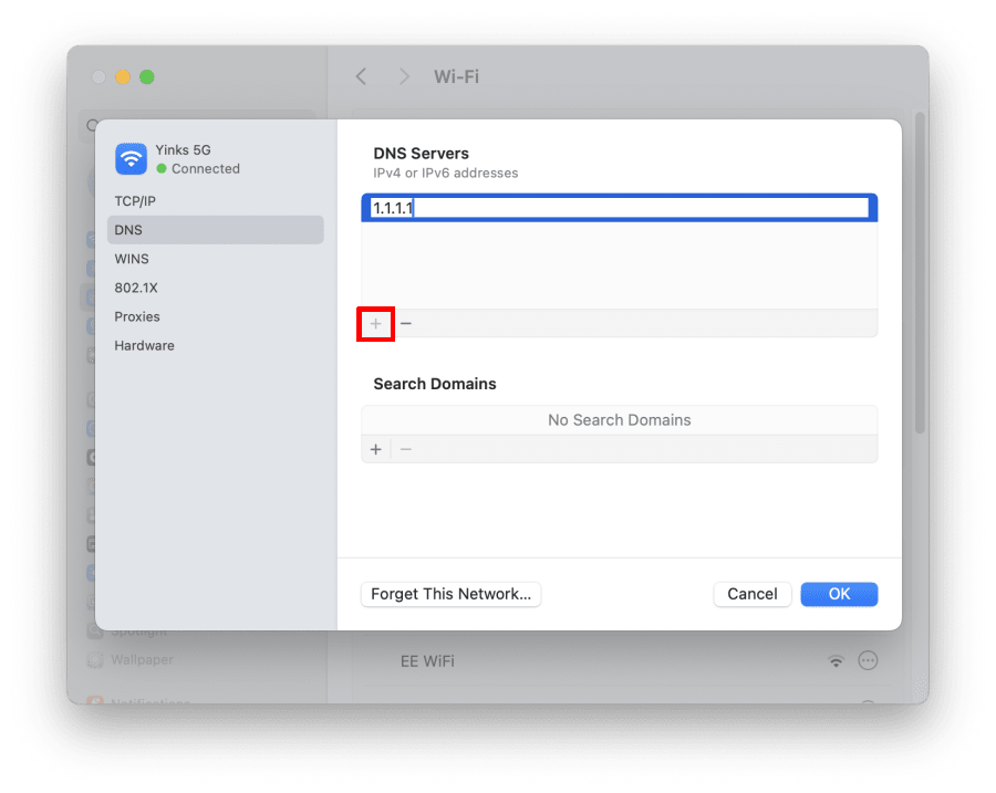 Add DNS severs on macOS