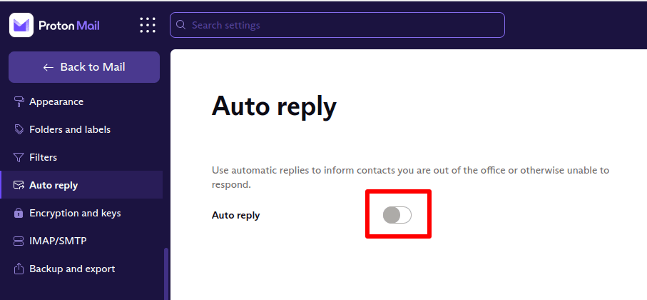 Toggle Auto reply on