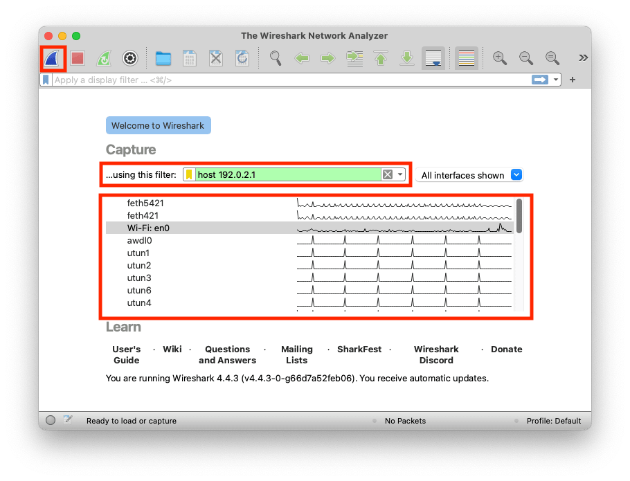 Select an interface and maybe add a content filter