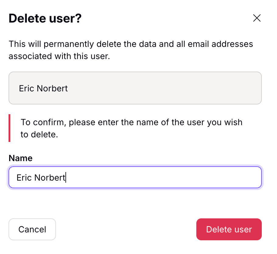 Delete user