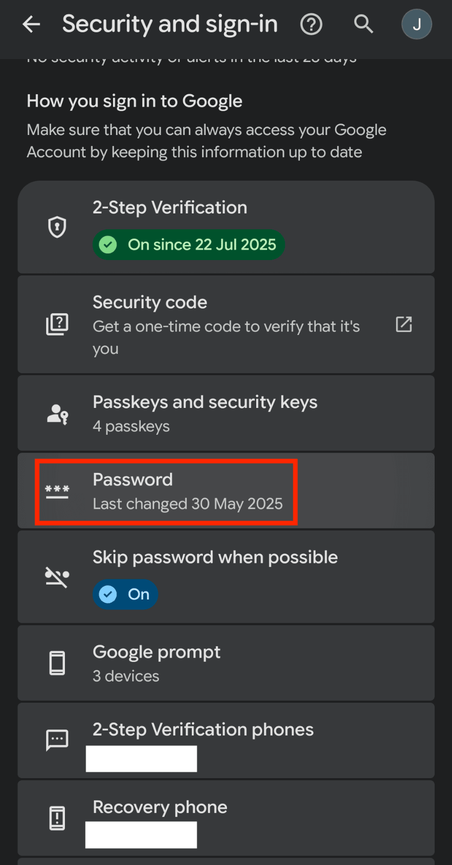 How to change your Android password