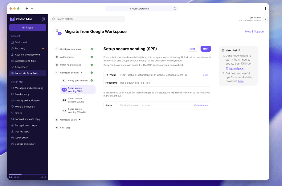 set up secure sending