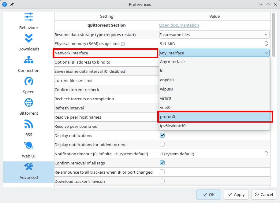 Assign the network interface
