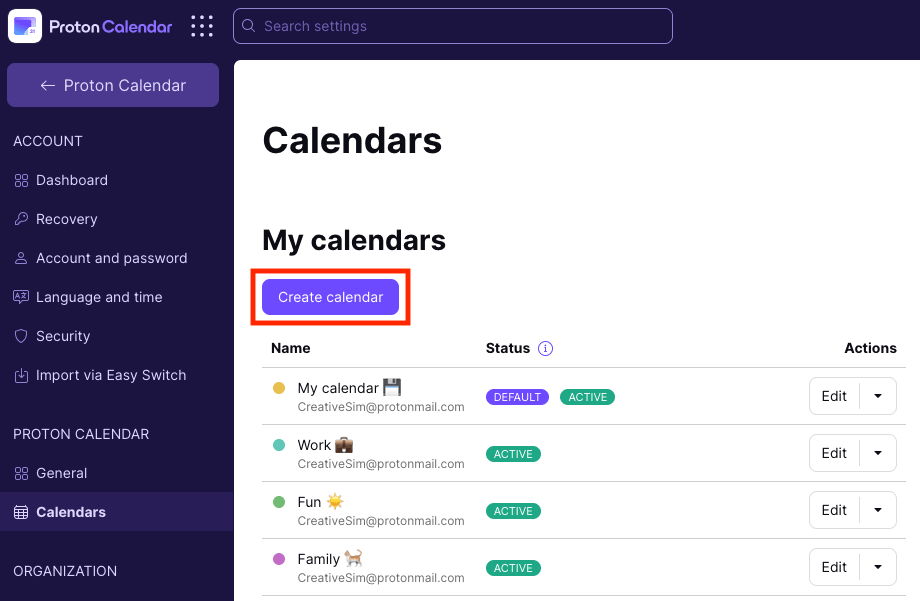 Create calendar button