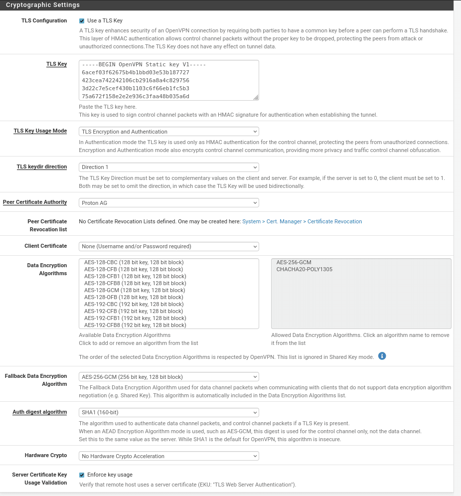 pfSense crypto settings