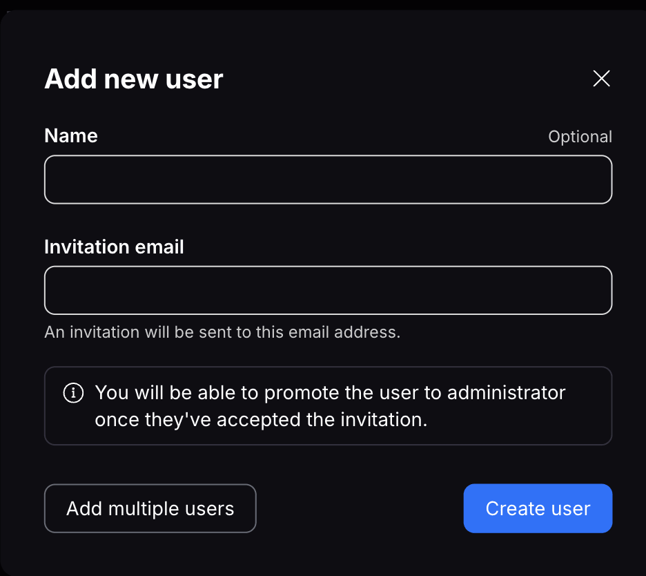 Screenshot of "add new user" section in Proton Drive for Business focusing on adding multiple users