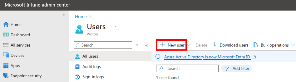 Create new user 1