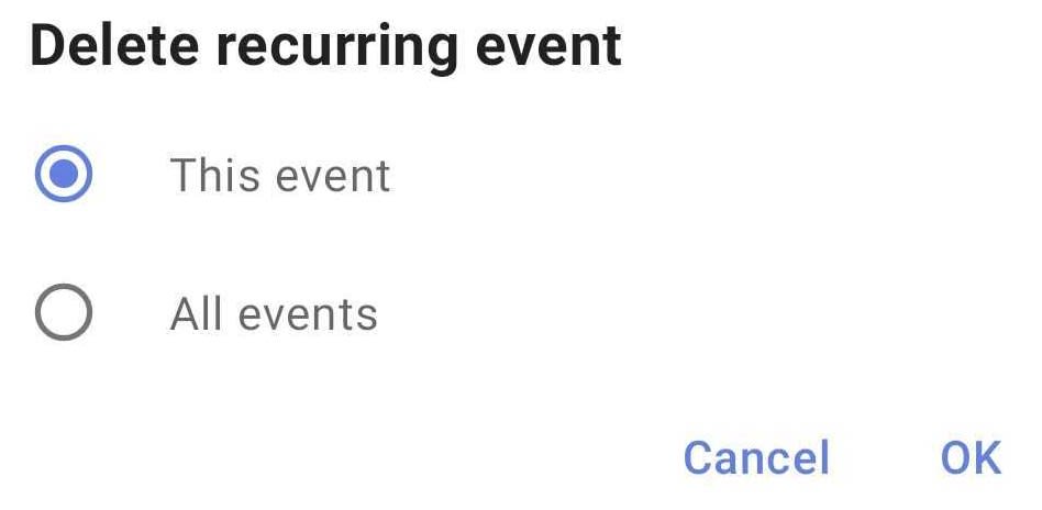 Delete a recurring event in Android or iOS