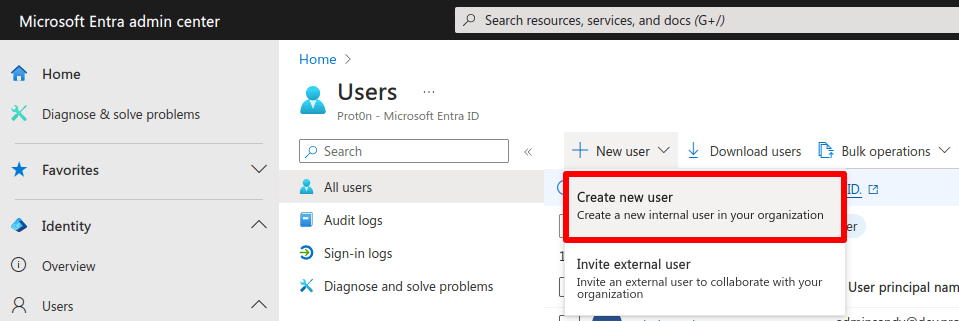 Create new user