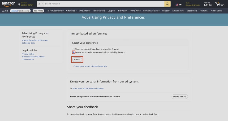 advertising and privacy preferences