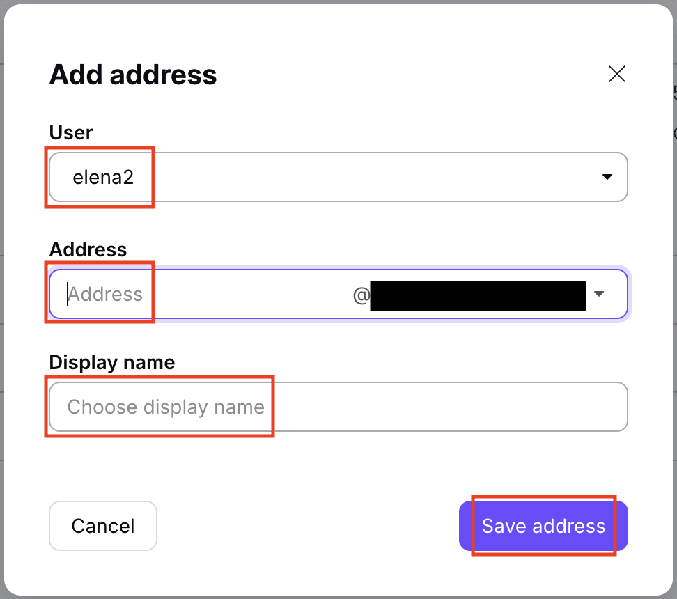 How to add email address to existing users when using custom domains in Proton Mail