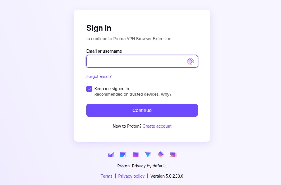 Sign in using your Proton account