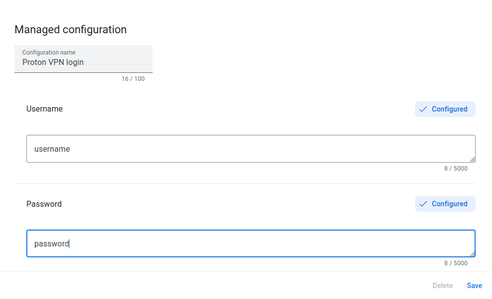 Enter the Proton account username and password for your organization