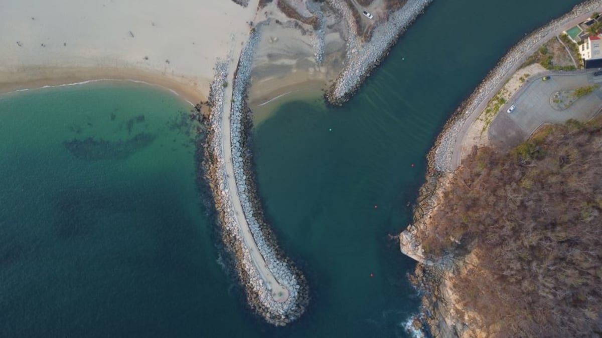 Aerial view of the Huatulco coastline, about 110 km by road from Puerto Escondido