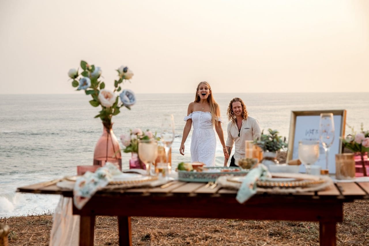 romantic picnic on the beach