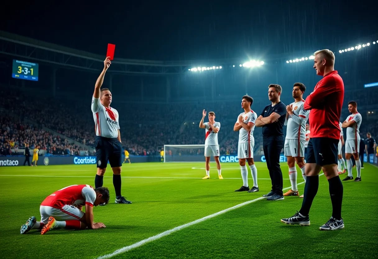 AS Monaco Falls to Lyon 3-1 Amid Red Card and Injury Concerns