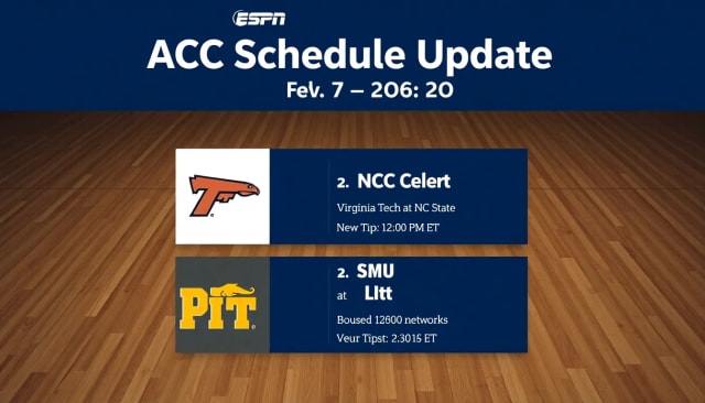 ACC Adjusts February 7 Basketball Schedule: New Times and Networks Set