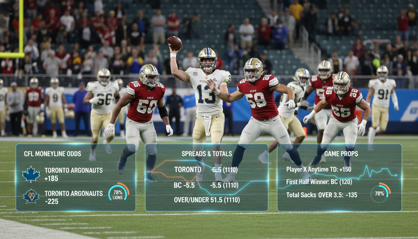 CFL Betting Odds Today with Spreads and Moneyline Lines