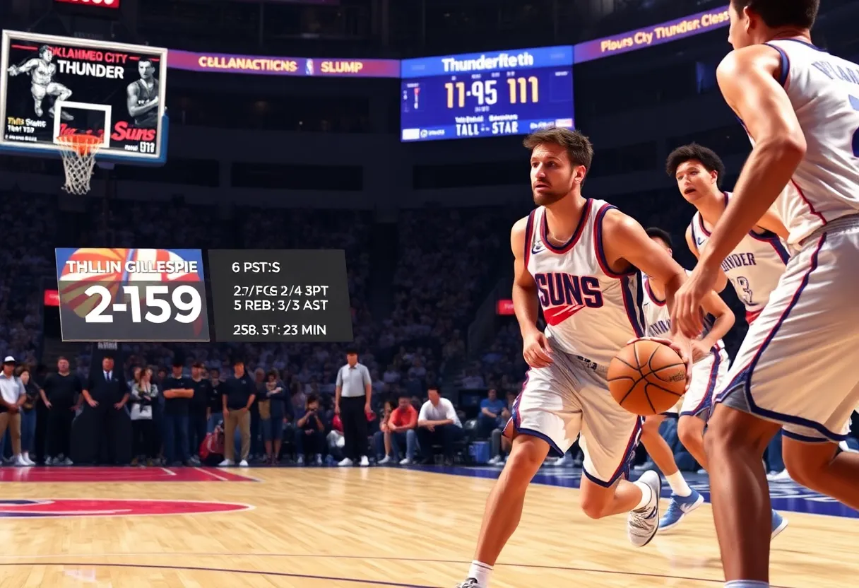 Gillespie’s Output Dips in Suns’ Defeat to Thunder