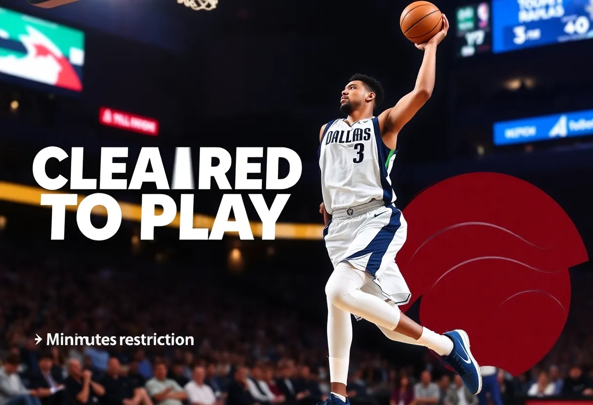 Cooper Flagg Cleared to Play Against Raptors, Returns After Foot Injury