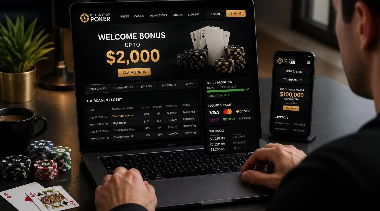 Black Chip Poker Welcome Bonus Up to $2,000 Guide 2026