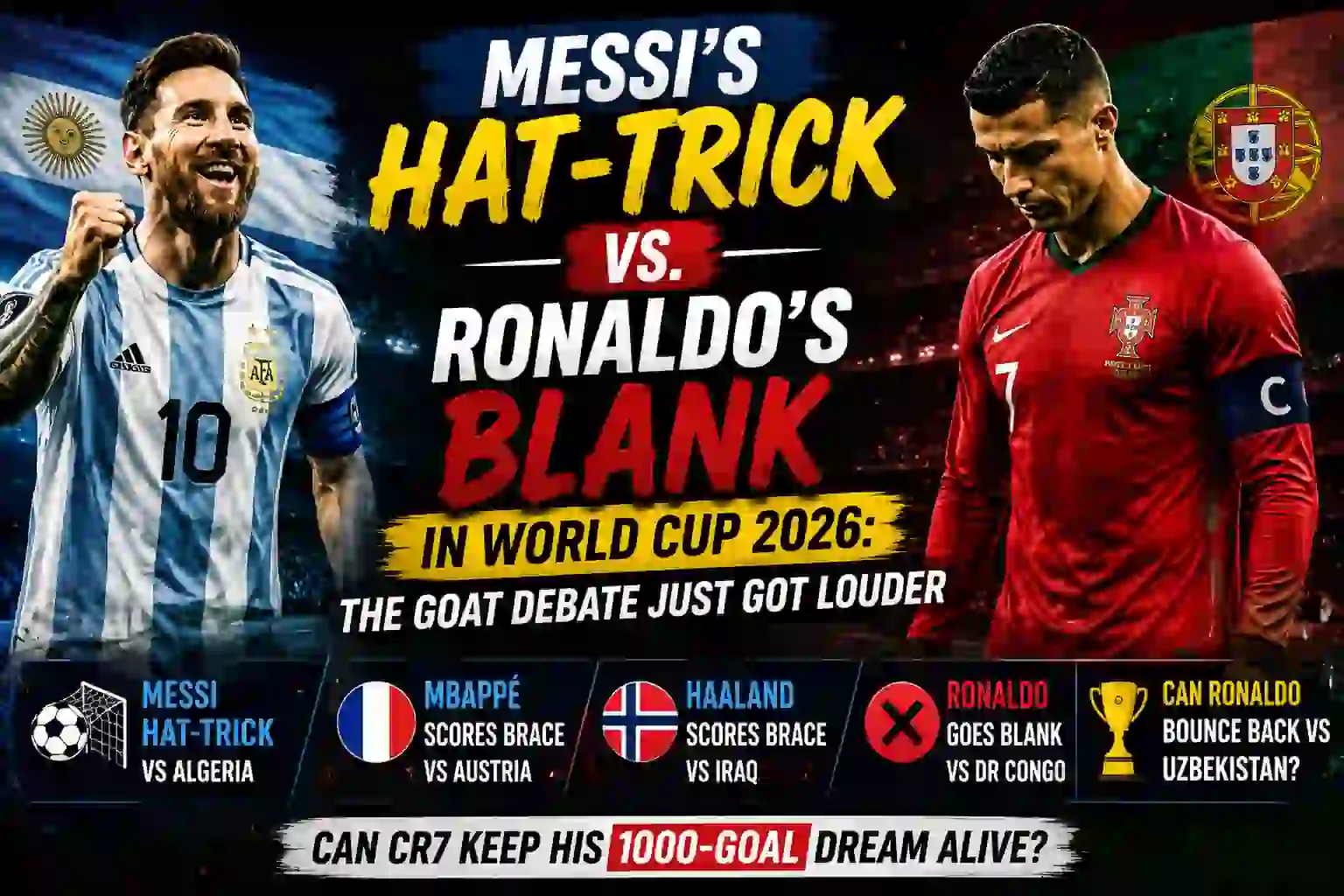 Ronaldo Blank, Messi Hat-Trick | GOAT Debate | EZTips