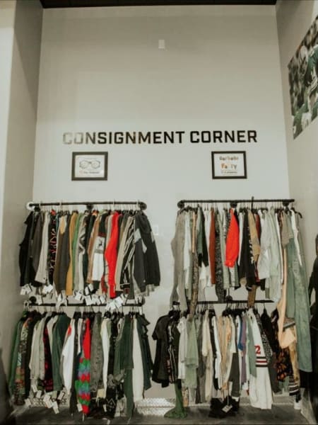 Consignment Corner racks at Old Threads Co