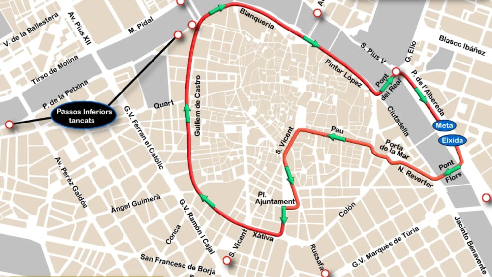 Desviaments en 40 línies de la #EMT i talls de trànsit a València per la carrera contra el càncer