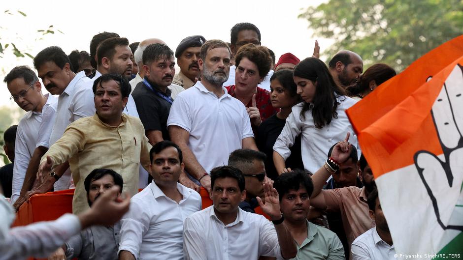 El líder opositor Rahul Gandhi en una protesta contra la Comissió Electoral de l'Índia.