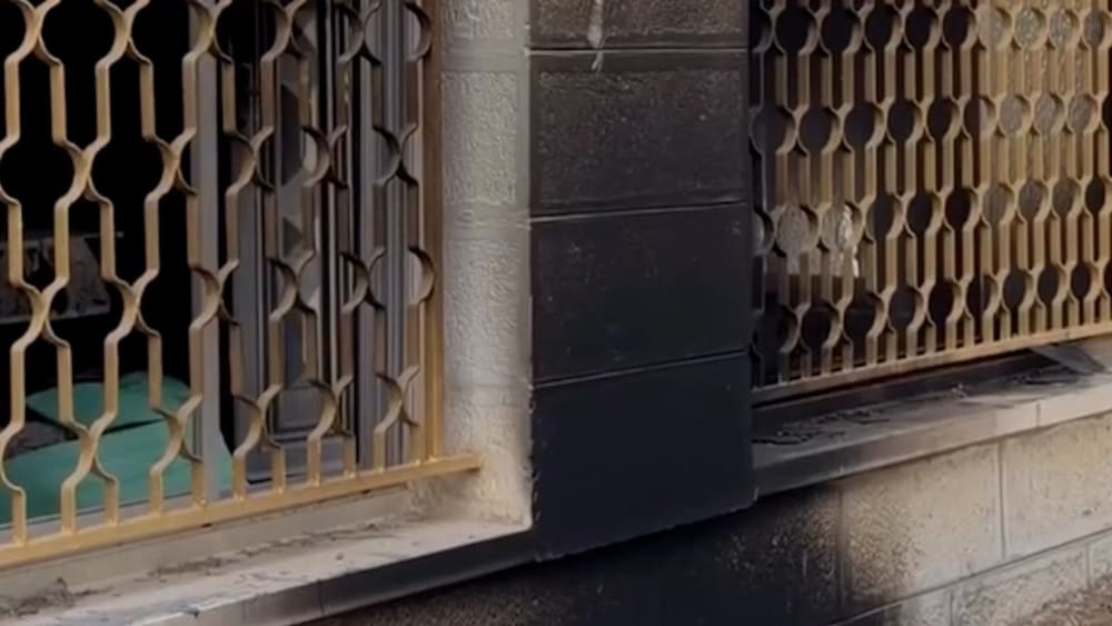 Mesquita danyada a la localitat palestina de Mukhmas.