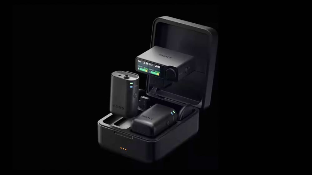 Kit de micròfons sense fil Sony ECM-W5 amb receptor i transmissors.