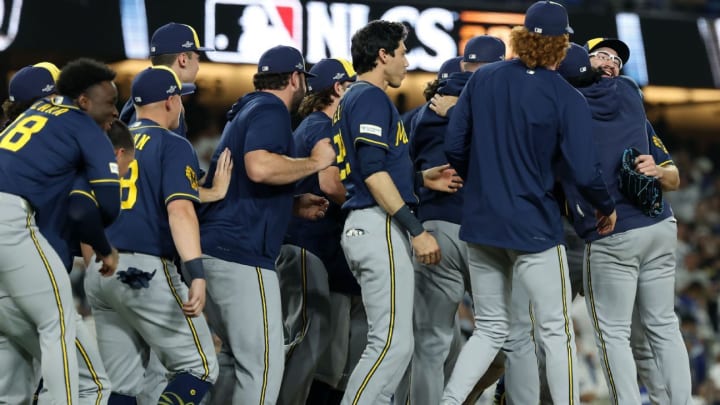 Jugadors dels Brewers celebrant la classificació per a les World Series.