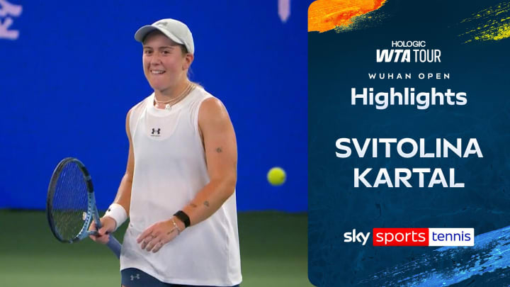 Sonay Kartal i Elina Svitolina en el partit de quarts de final de l'Open de Wuhan.